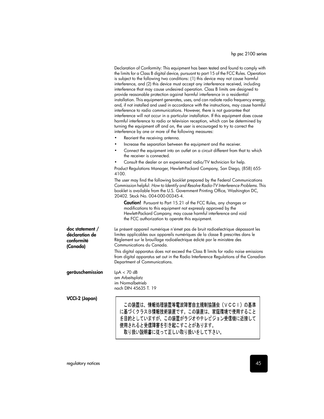 HP 2110xi, 2105 manual Hp psc 2100 series 