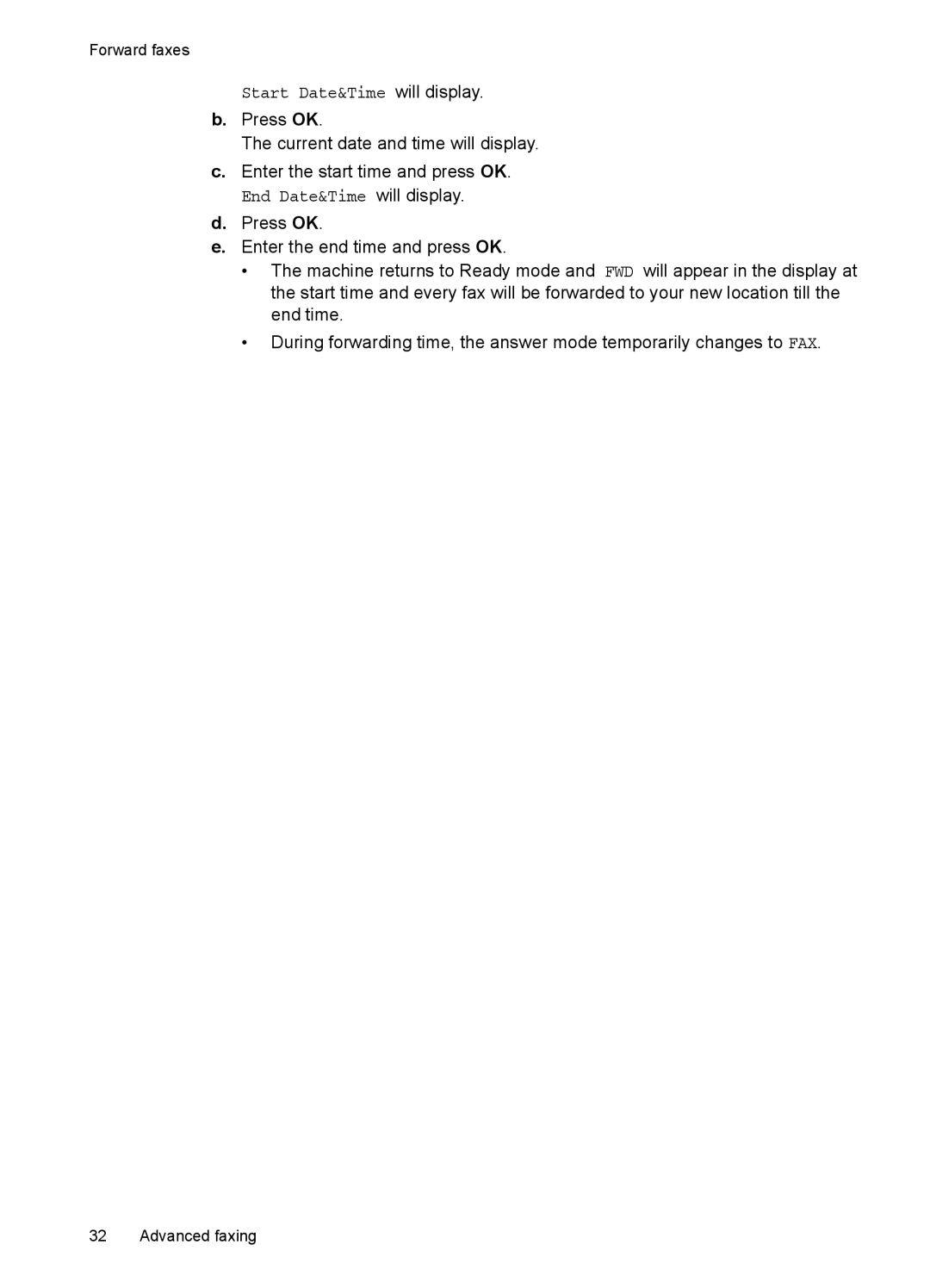 HP 2140 Fax manual Start Date&Time will display 