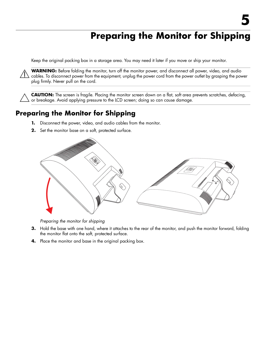 HP 2709m 27-inch Diagonal Full HD, 2159m Diagonal Full HD manual Preparing the Monitor for Shipping 