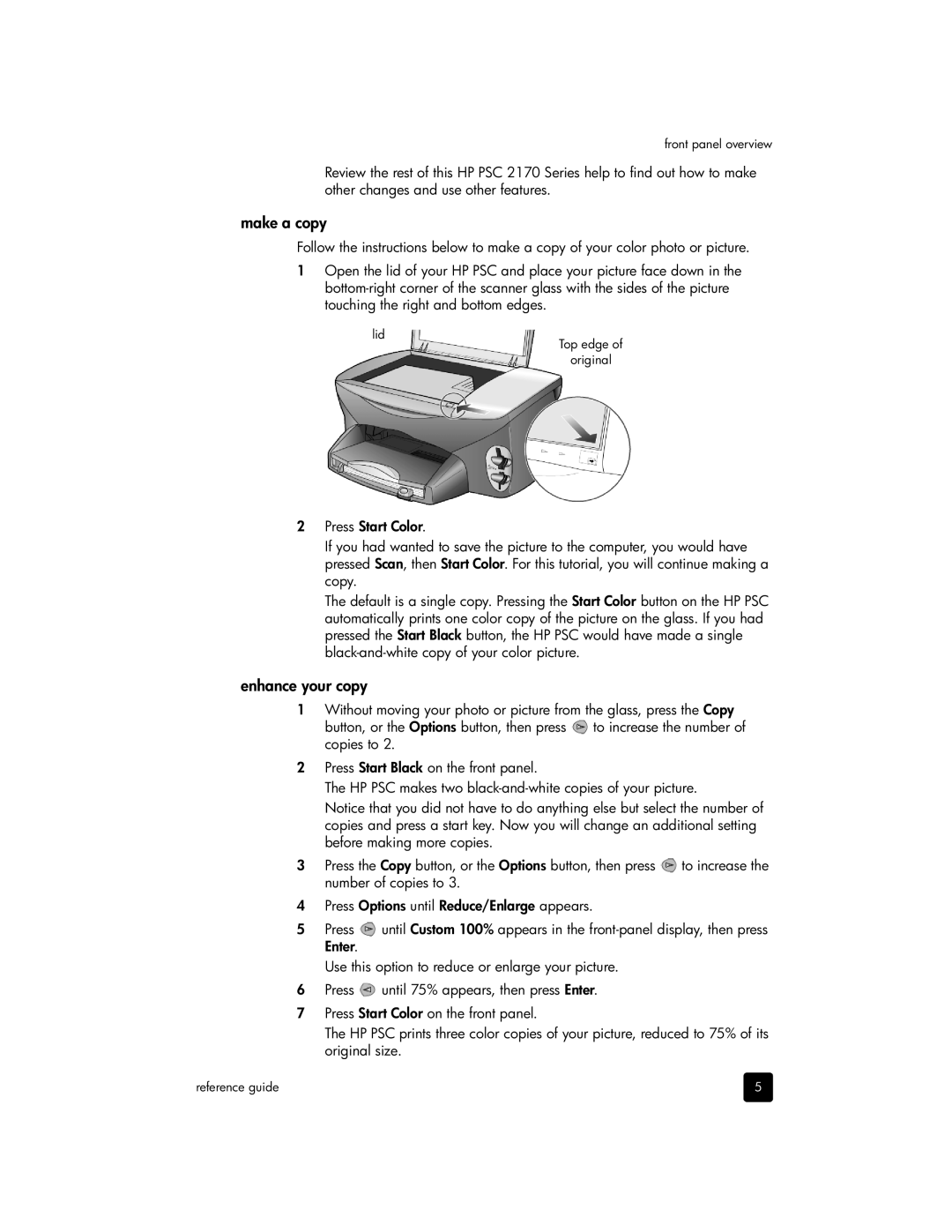 HP 2175v, 2170, 2175xi manual Make a copy, Enhance your copy 