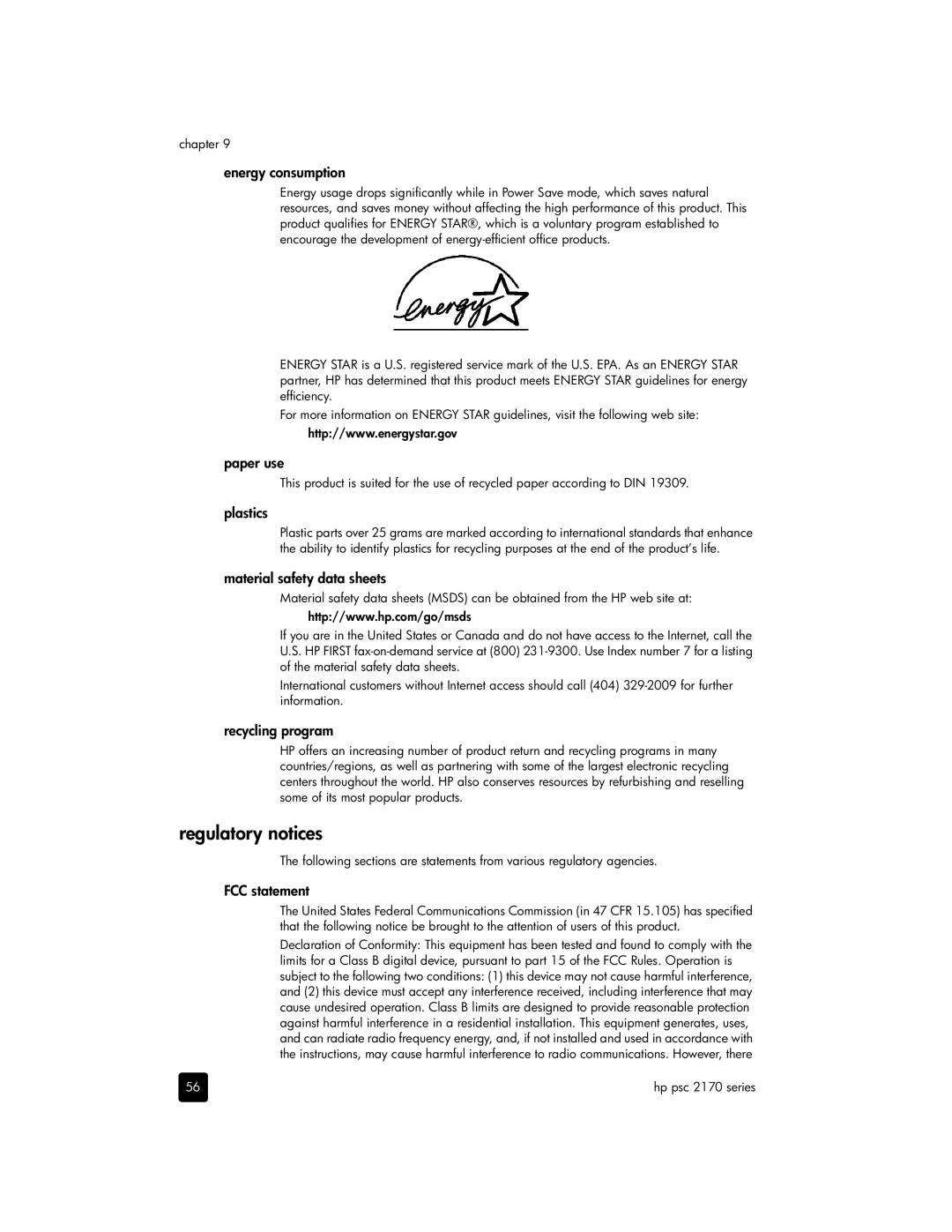 HP 2170, 2175xi, 2175v manual Regulatory notices 