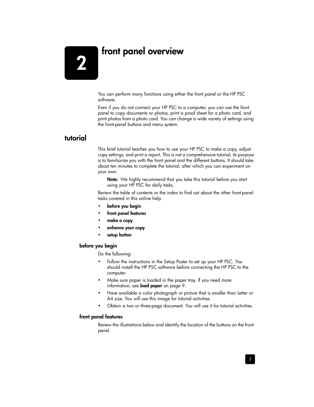 HP 2175xi, 2170, 2175v manual Front panel overview, Tutorial, Before you begin, Front panel features 