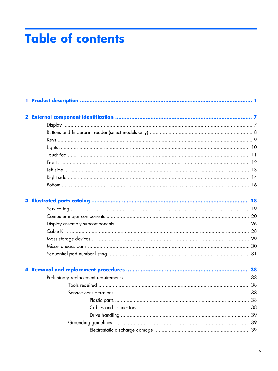 HP 2170p B8V03UTABA manual Table of contents 