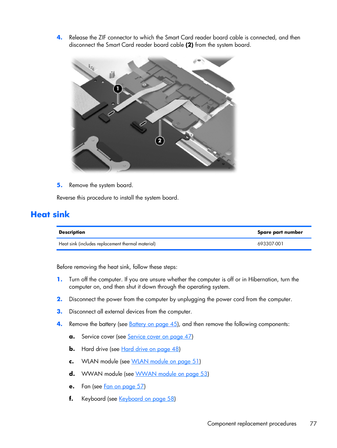 HP 2170p B8V03UTABA manual Heat sink 