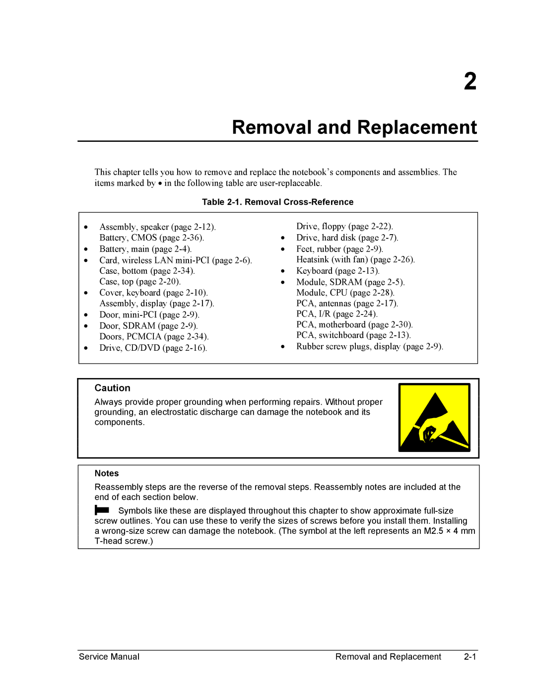 HP 2103AP, 2175EA, 2164EA, 2163EA, 2160US, 2158EA, 2165EA, 2166EA, 2505AP, 2502AP Removal and Replacement, Removal Cross-Reference 