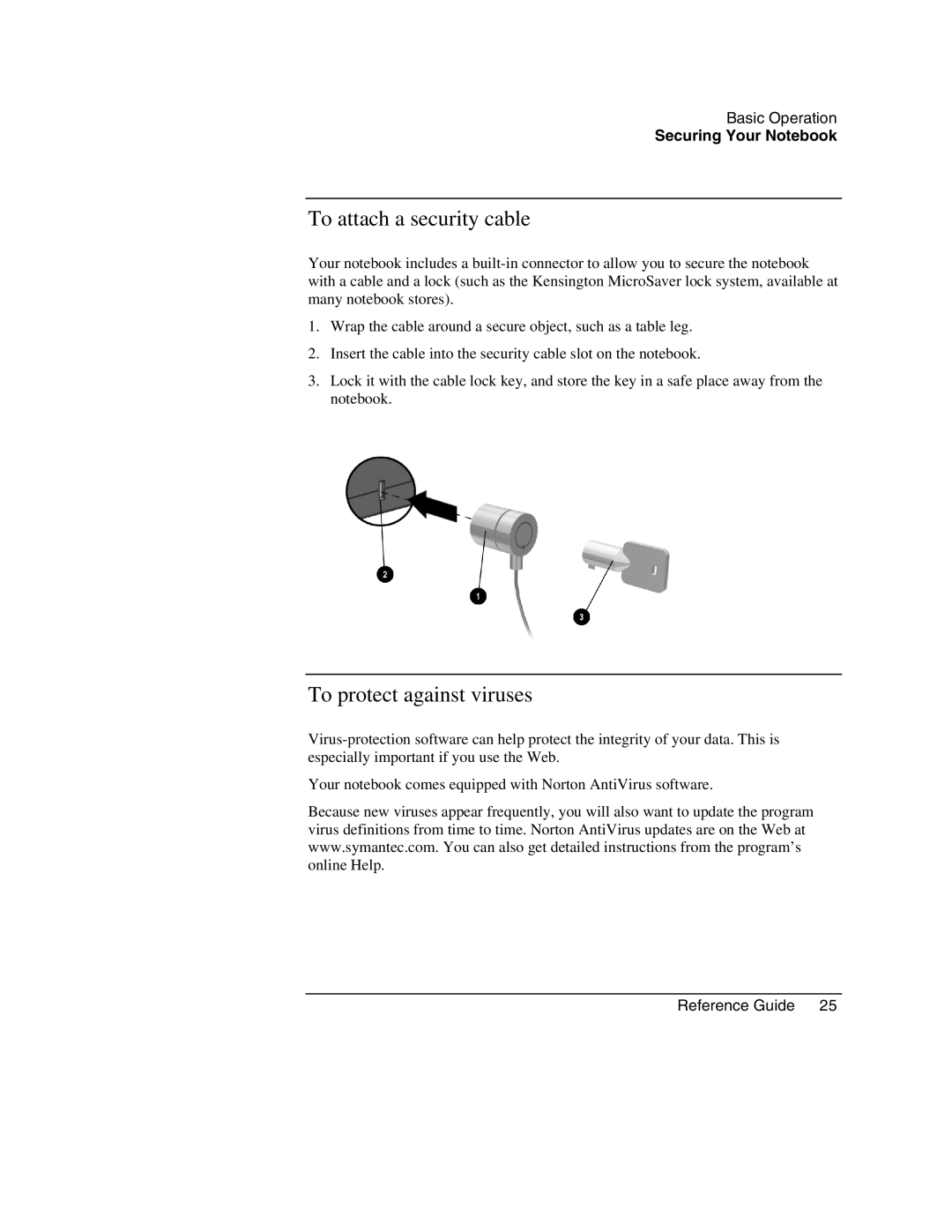 HP 2163AF, 2186AF, 2182US, 2182AT, 2182AF, 2181AF, 2180EA, 2180AF, 2180CA To attach a security cable, To protect against viruses 