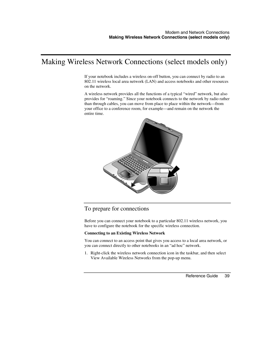 HP 2166AE, 2186AF, 2182US, 2182AT, 2182AF Making Wireless Network Connections select models only, To prepare for connections 