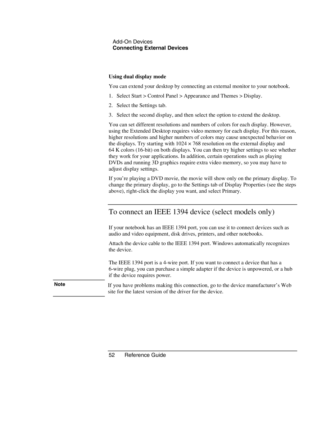 HP 2169AF, 2186AF, 2182US, 2182AT, 2182AF, 2181AF To connect an Ieee 1394 device select models only, Using dual display mode 