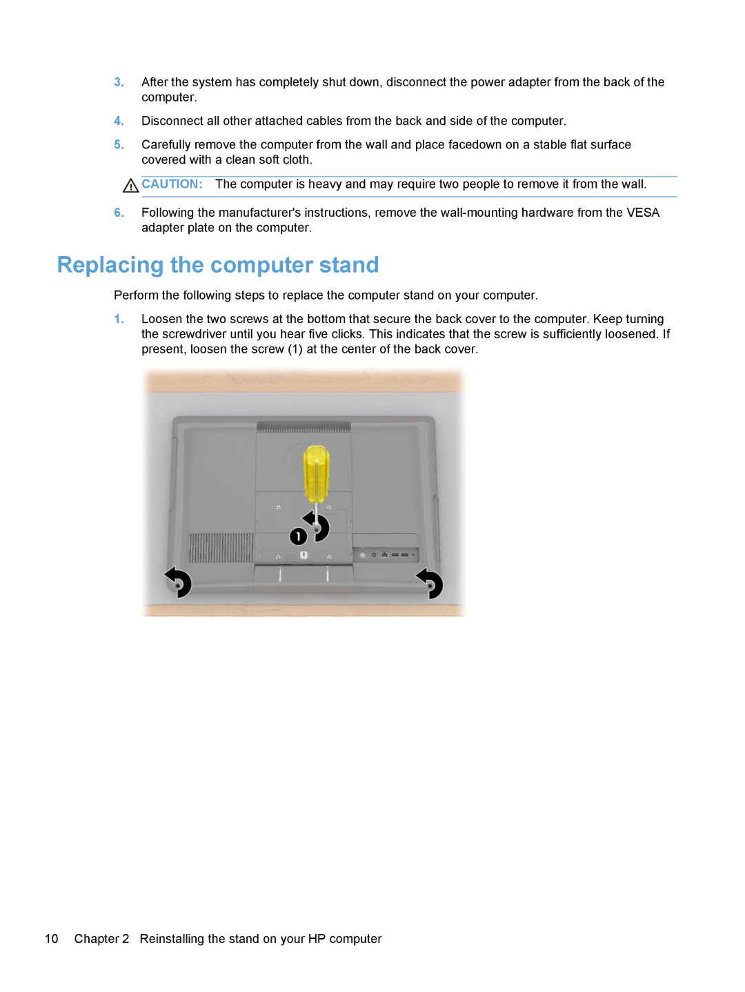 HP 220-1185qd, 220-1180qd, 220-1150xt, 220-1125 manual Replacing the computer stand 