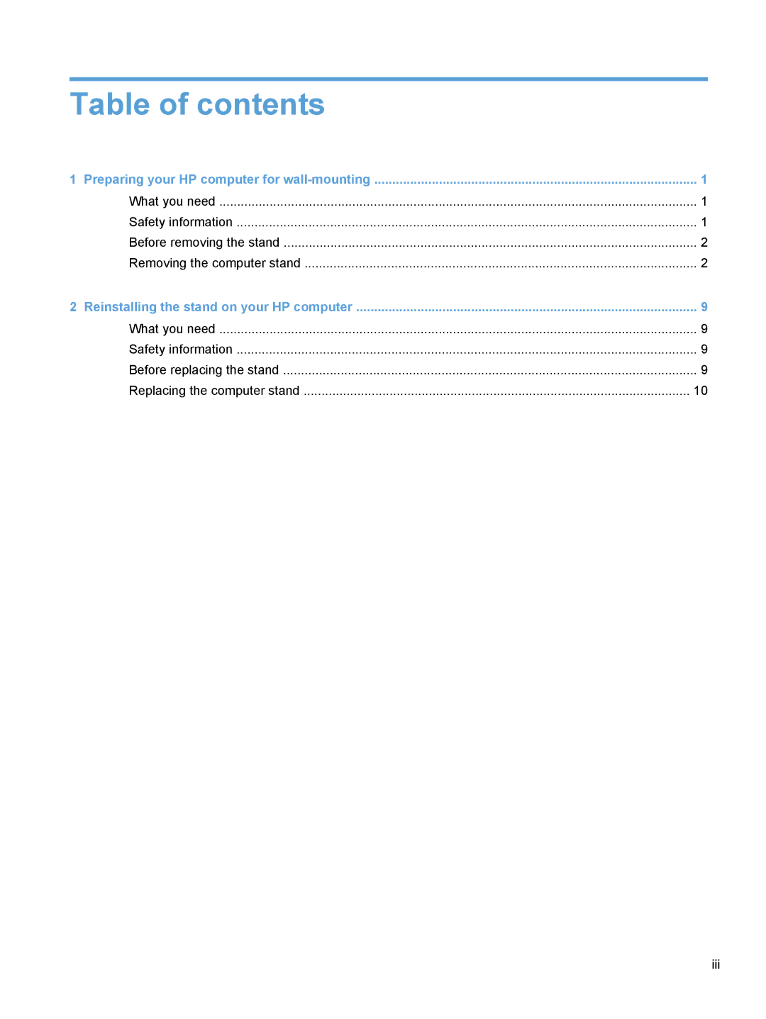 HP 220-1125, 220-1180qd, 220-1150xt, 220-1185qd manual Table of contents 