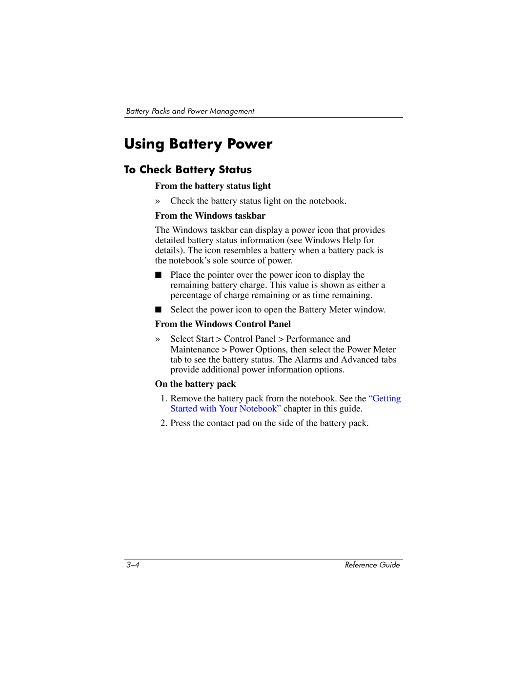 HP 2218AP, 2200, 2209CL, 2206US, 2206AP, 2206AL, 2204US, 2204AL, 2203AP, 2203AL manual Using Battery Power, To Check Battery Status 