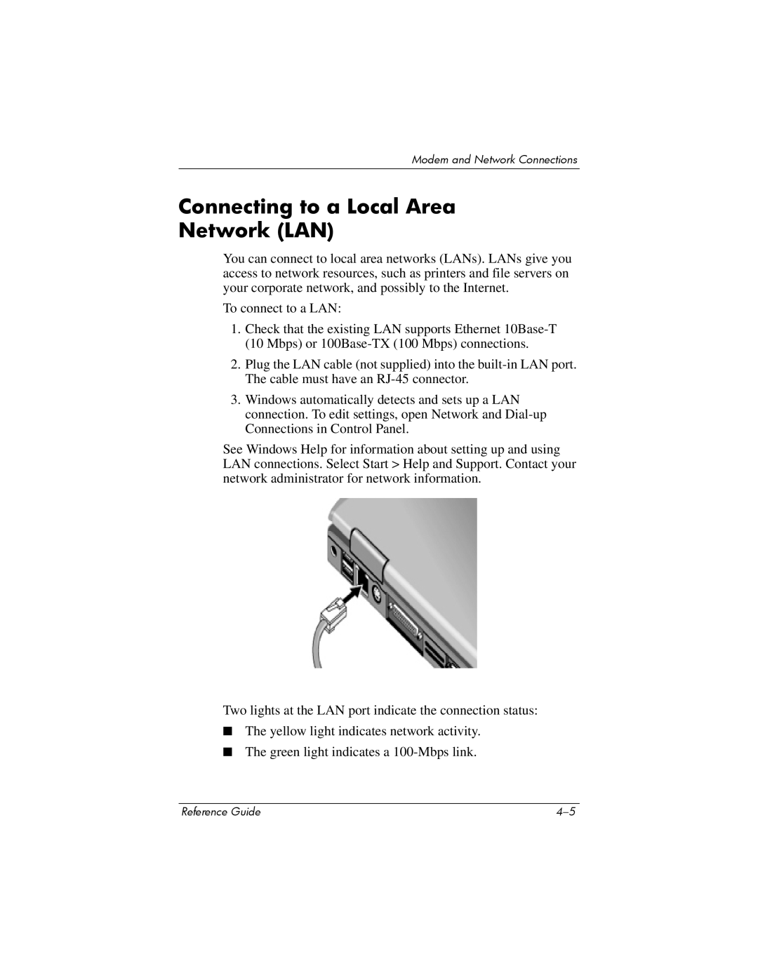 HP 2259AP, 2200, 2209CL, 2206US, 2206AP, 2206AL, 2204US, 2204AL, 2203AP, 2203AL, 2202XX manual Connecting to a Local Area Network LAN 