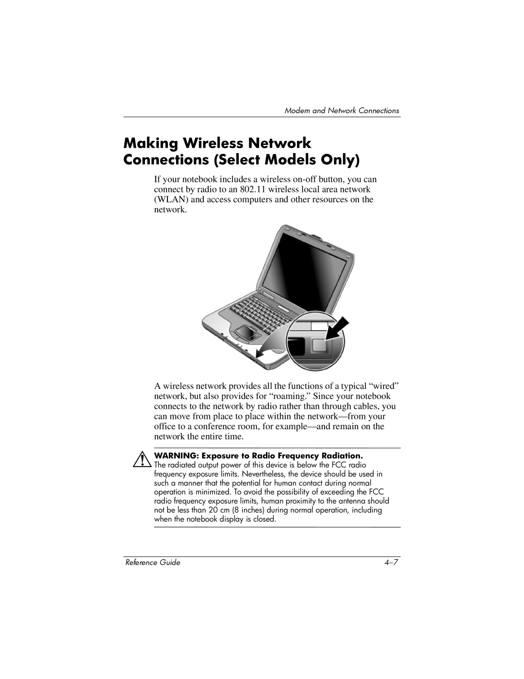 HP 2257AP, 2200, 2209CL, 2206US, 2206AP, 2206AL, 2204US, 2204AL, 2203AP Making Wireless Network Connections Select Models Only 