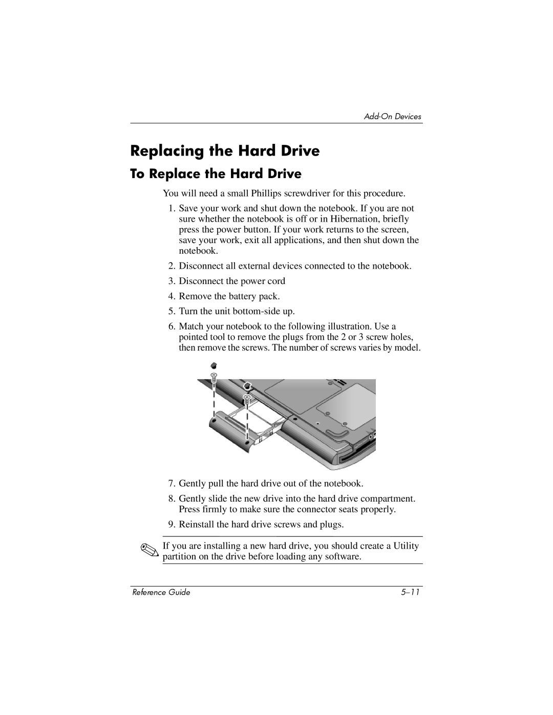 HP 2239AP, 2200, 2209CL, 2206US, 2206AP, 2206AL, 2204US, 2204AL, 2203AP manual Replacing the Hard Drive, To Replace the Hard Drive 