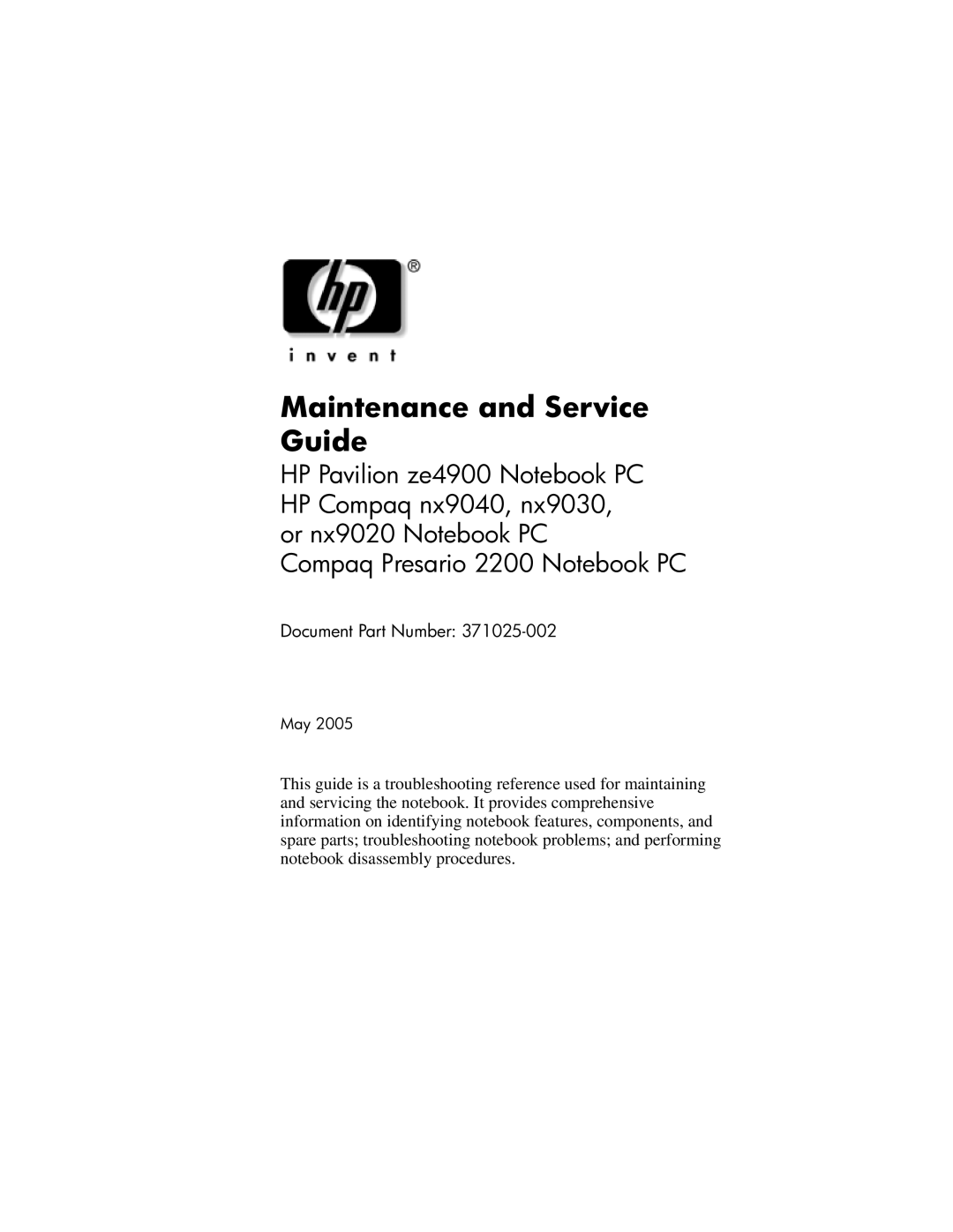 HP 2209CL, 2200, 2206US, 2206AP, 2206AL, 2204US, 2204AL, 2204AS, 2204AP, 2203AP, 2203AL, 2202XX manual Maintenance and Service Guide 