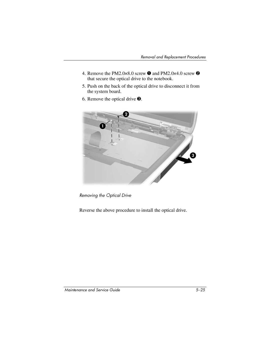 HP 2221AP, 2200, 2209CL, 2206US, 2206AP, 2206AL, 2204US, 2204AL, 2204AS Reverse the above procedure to install the optical drive 