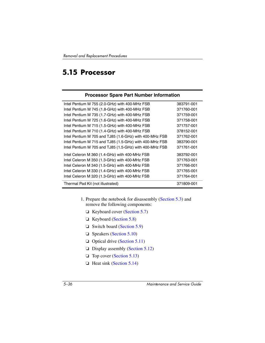 HP 2211AP, 2200, 2209CL, 2206US, 2206AP, 2206AL, 2204US, 2204AL, 2204AS, 2204AP, 2203AP Processor Spare Part Number Information 