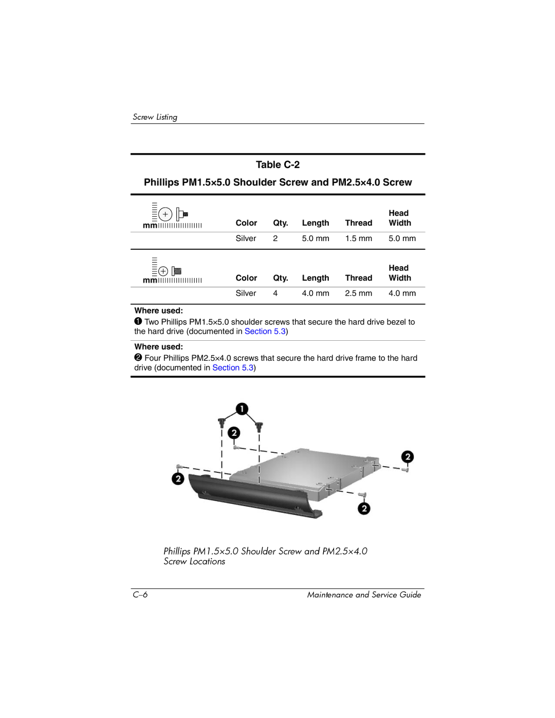 HP 2265AP, 2200, 2209CL, 2206US, 2206AP, 2206AL, 2204US, 2204AL, 2204AS manual Color Qty Length Thread Width Silver Head Where used 