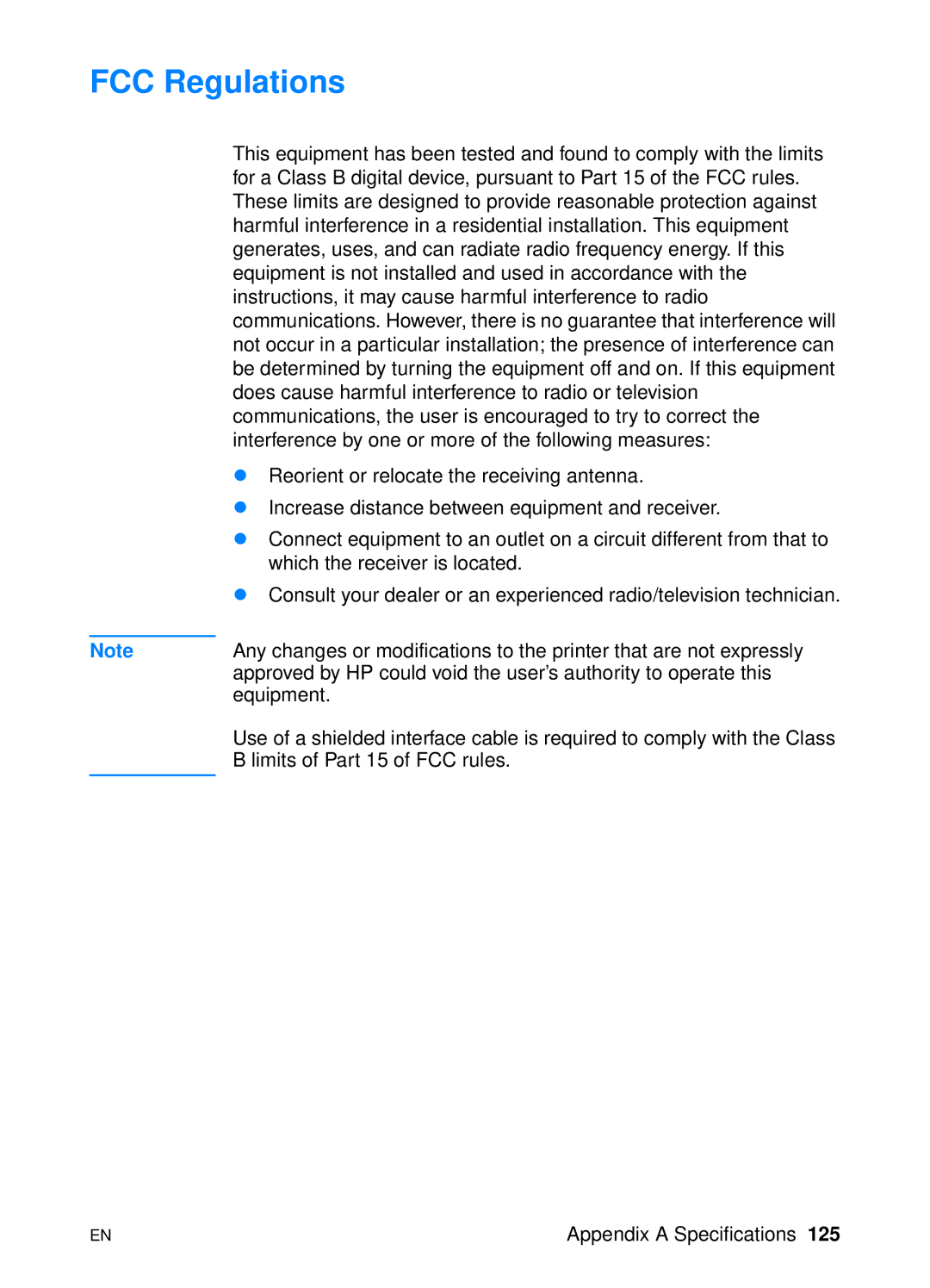 HP 2200 manual FCC Regulations 