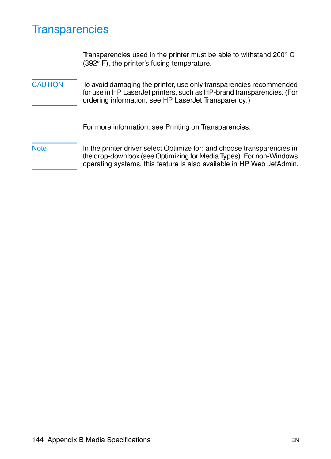 HP 2200 manual Transparencies 