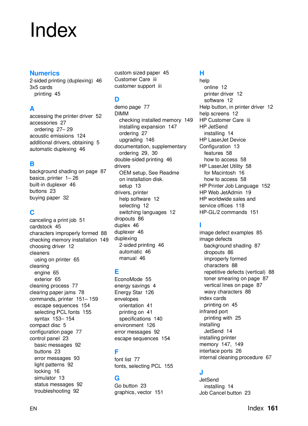 HP 2200 manual Index 