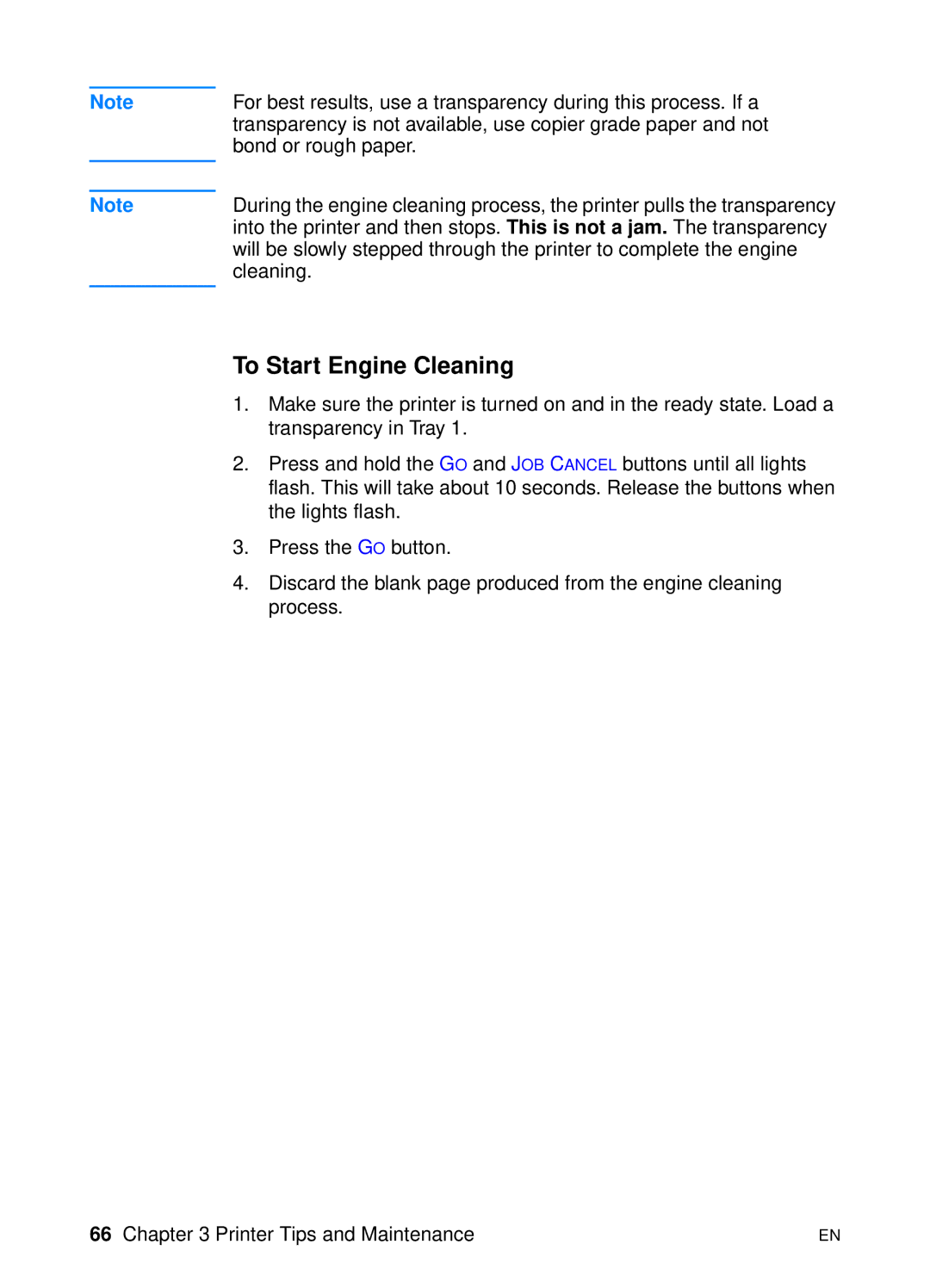 HP 2200 manual To Start Engine Cleaning 