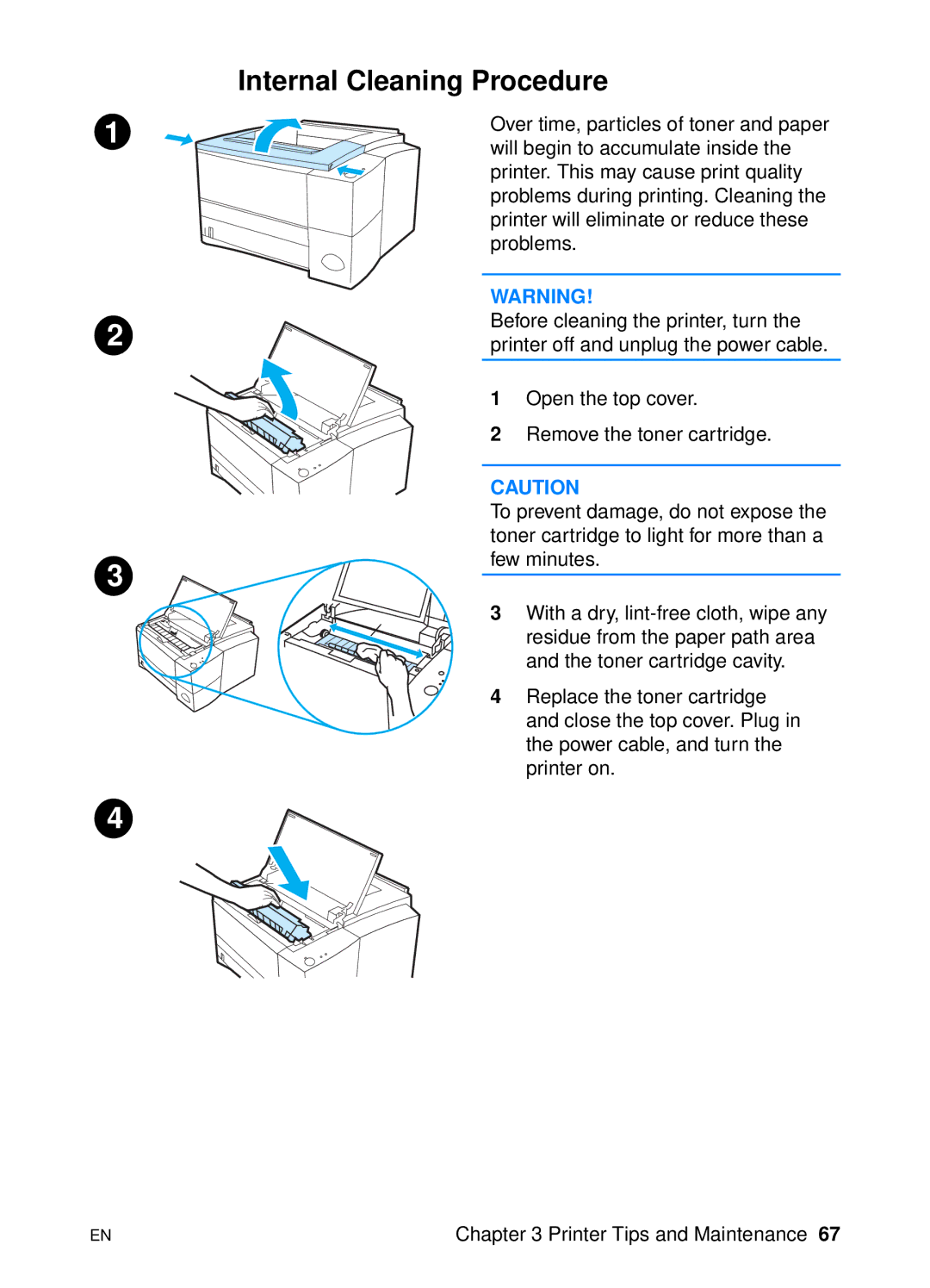 HP 2200 manual Internal Cleaning Procedure 