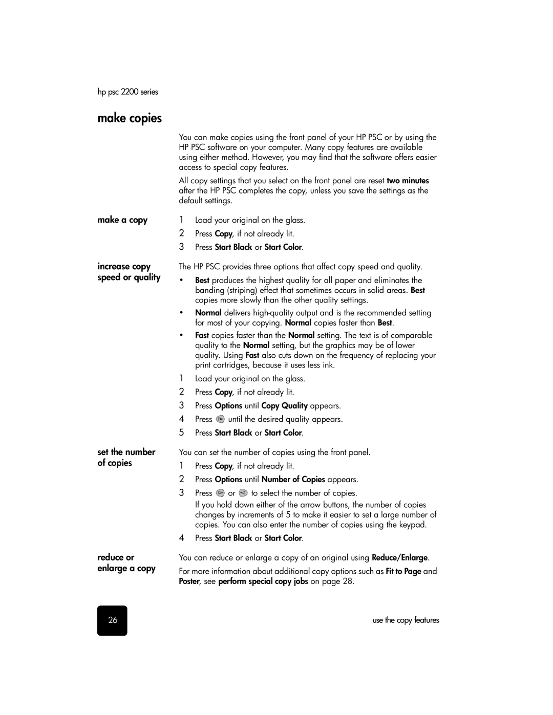 HP 2200 manual Make copies 