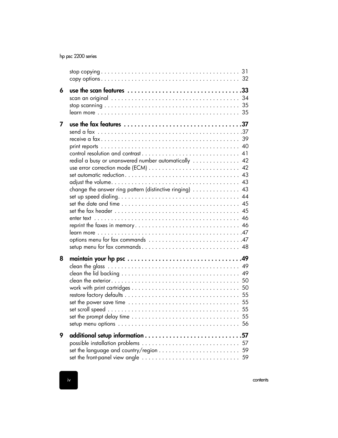 HP manual Use the fax features, Hp psc 2200 series 