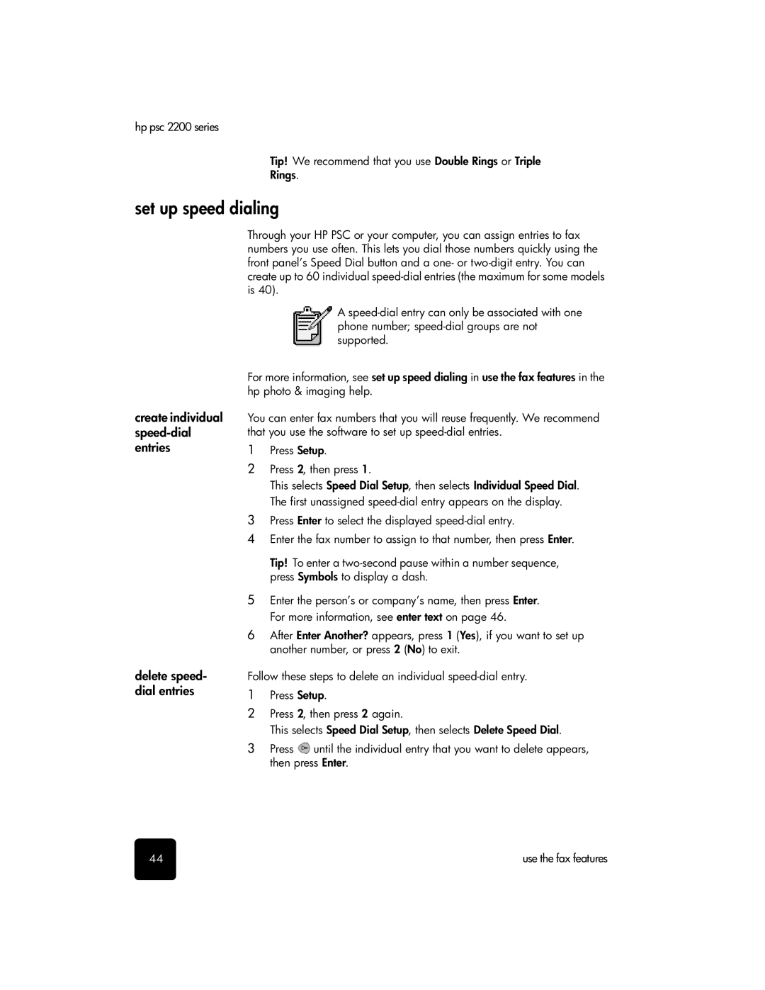 HP 2200 manual Set up speed dialing 