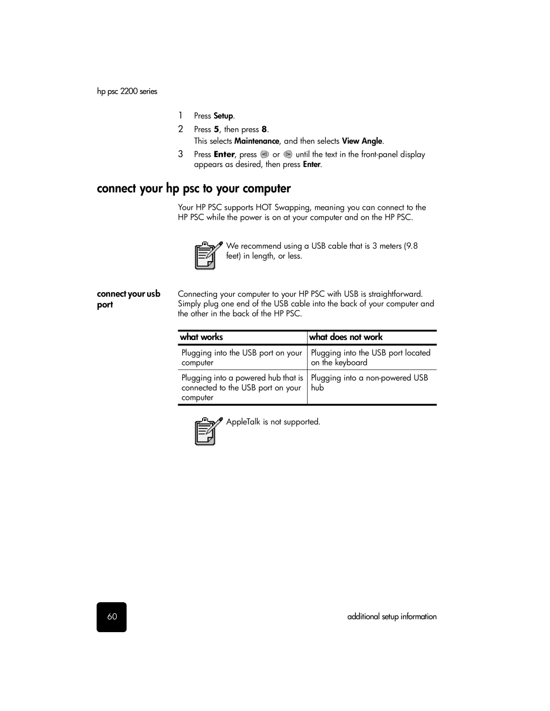 HP 2200 manual Connect your hp psc to your computer, Connect your usb port, What works What does not work 