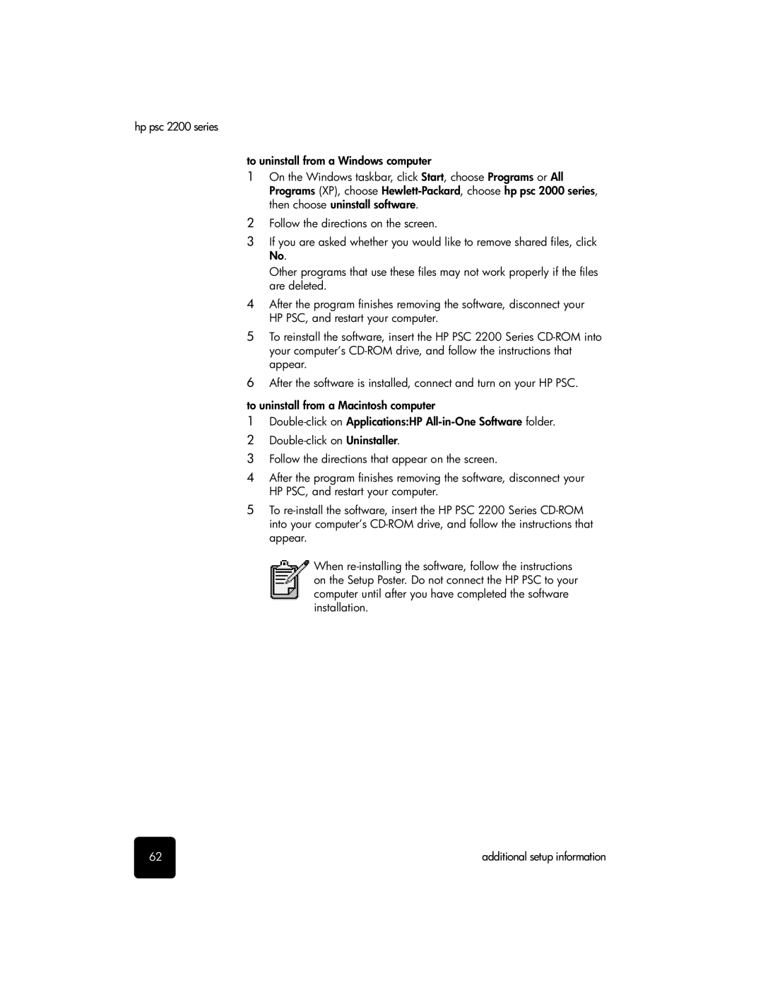 HP 2200 manual Additional setup information 