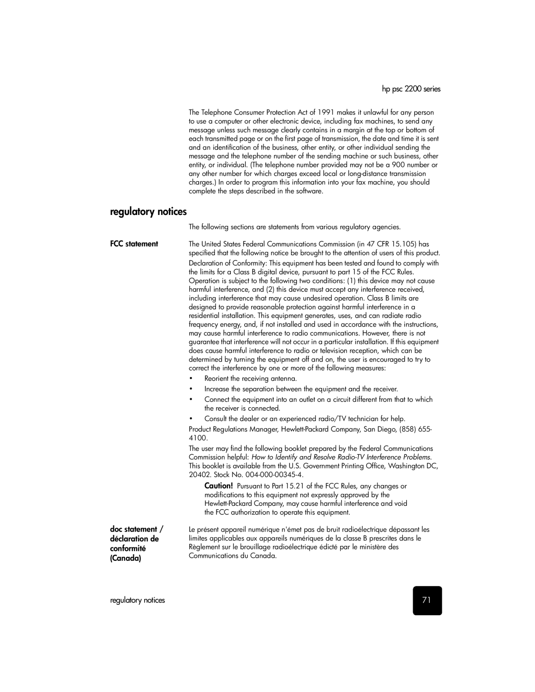 HP 2200 manual Regulatory notices 