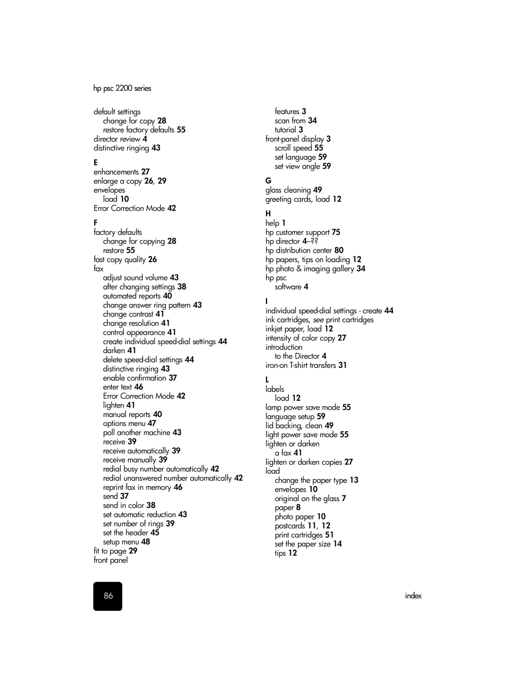 HP 2200 manual Poll another machine 43 receive, Redial busy number automatically 