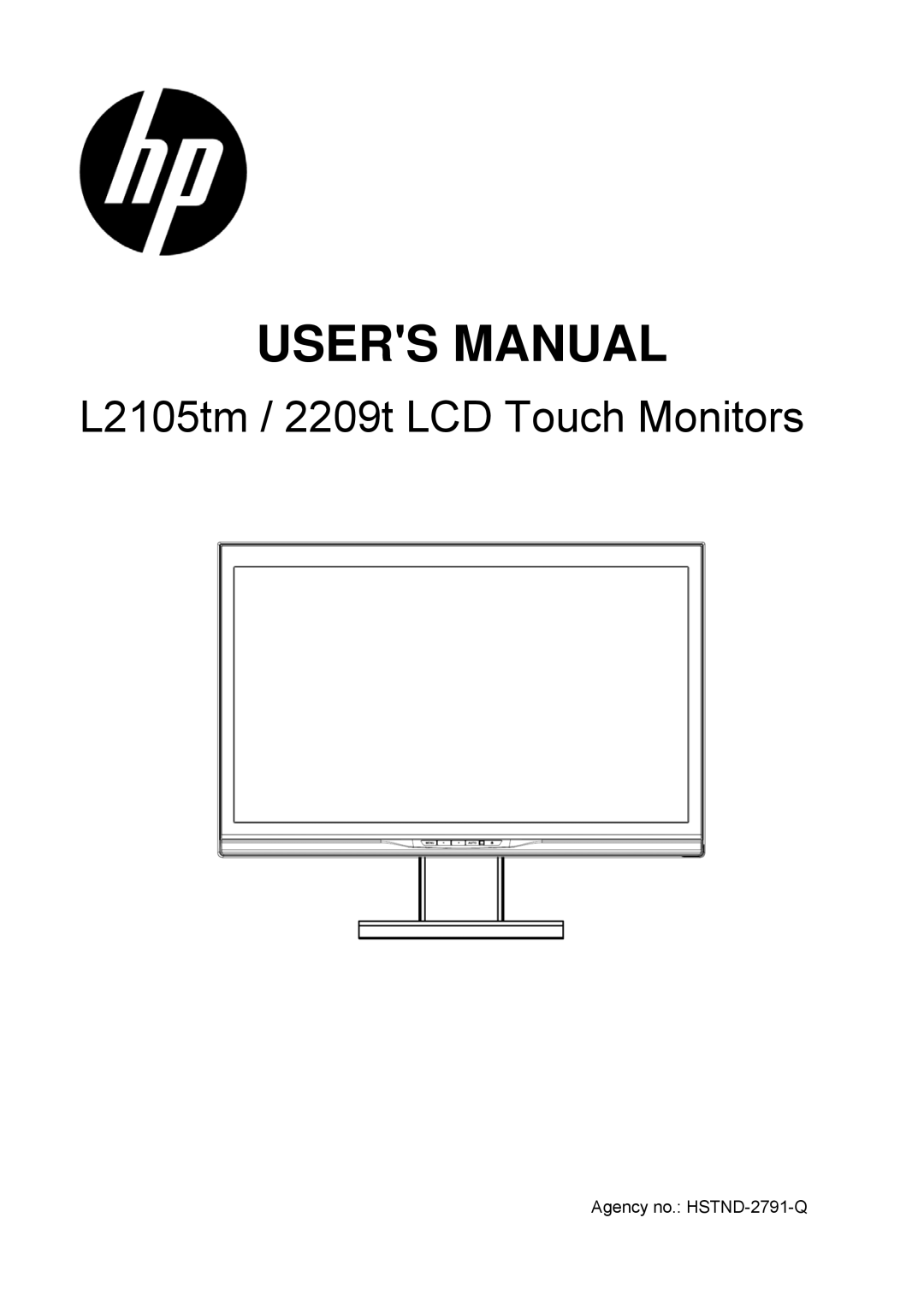 HP 2209T manual L2105tm / 2209t LCD Touch Monitors 