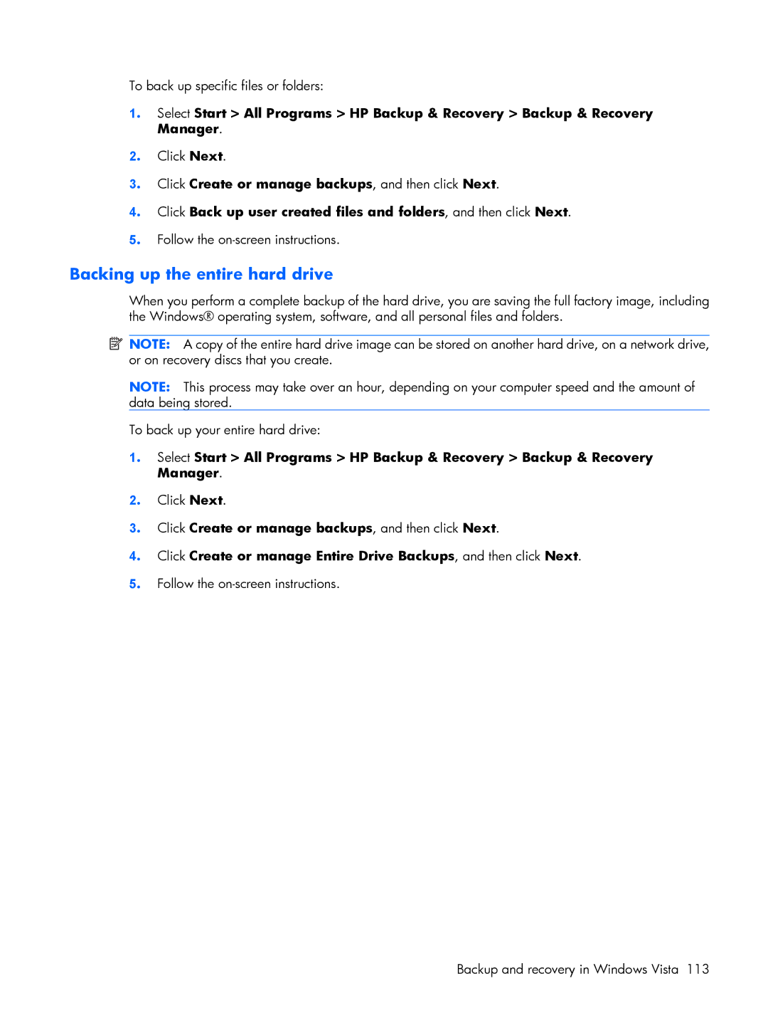 HP 2210B manual Backing up the entire hard drive 