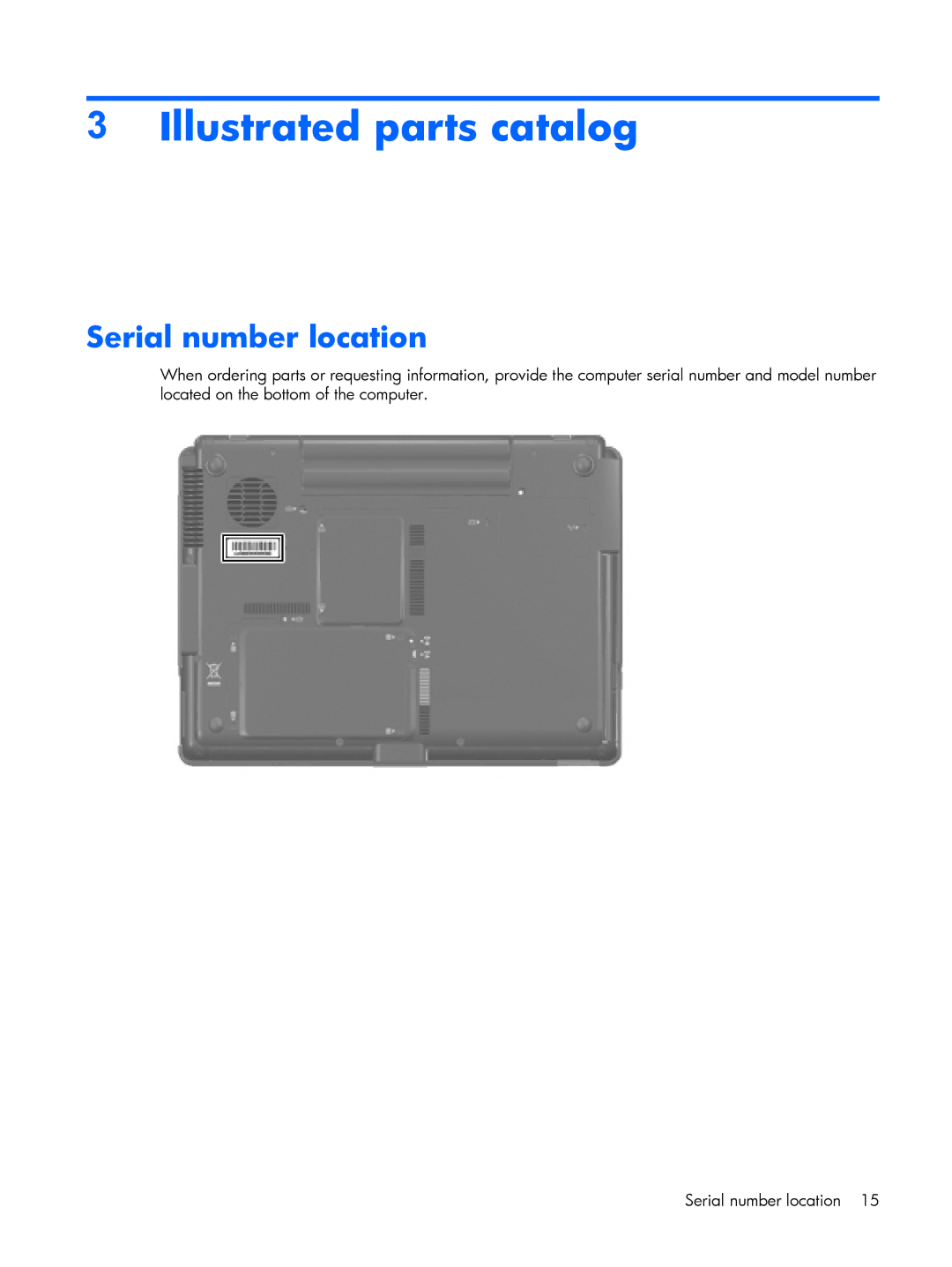 HP 2210B manual Illustrated parts catalog, Serial number location 