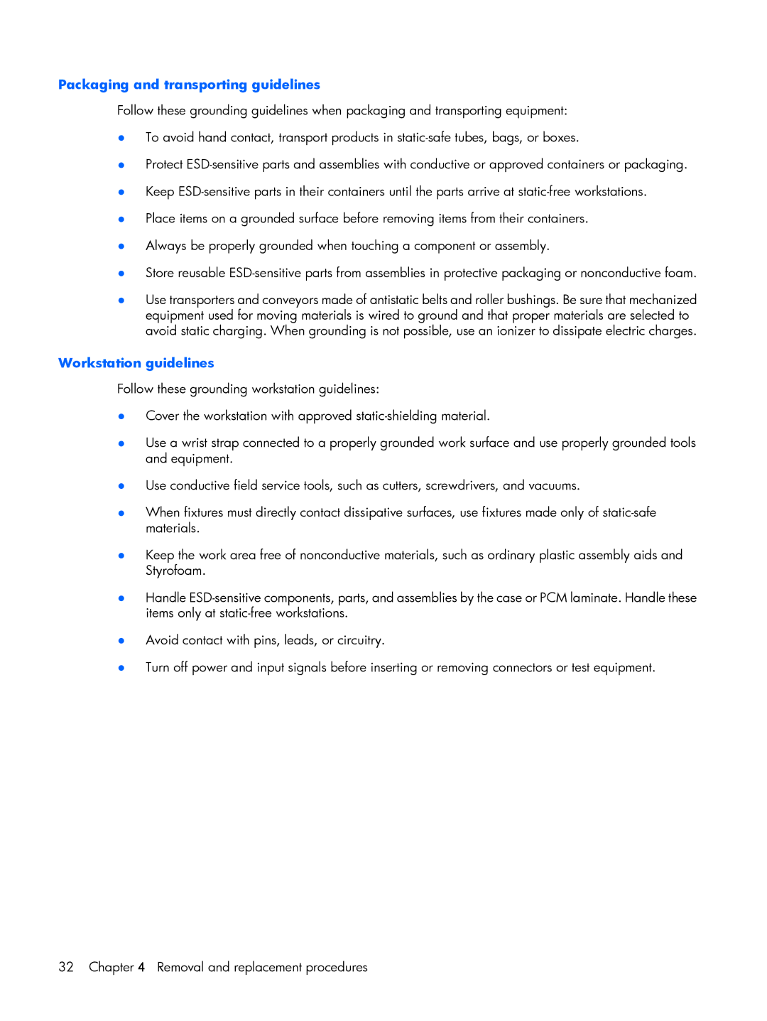 HP 2210B manual Packaging and transporting guidelines 