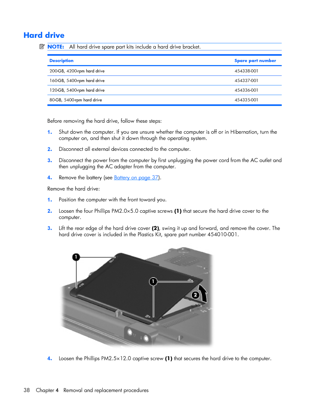 HP 2210B manual Hard drive 