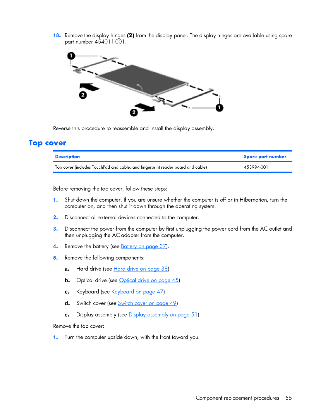 HP 2210B manual Top cover 