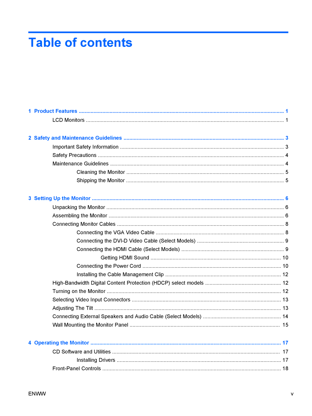 HP 2511x, 2211f/2211x, 2311cm/2311f/2311x, 2011x/2011s manual Table of contents 