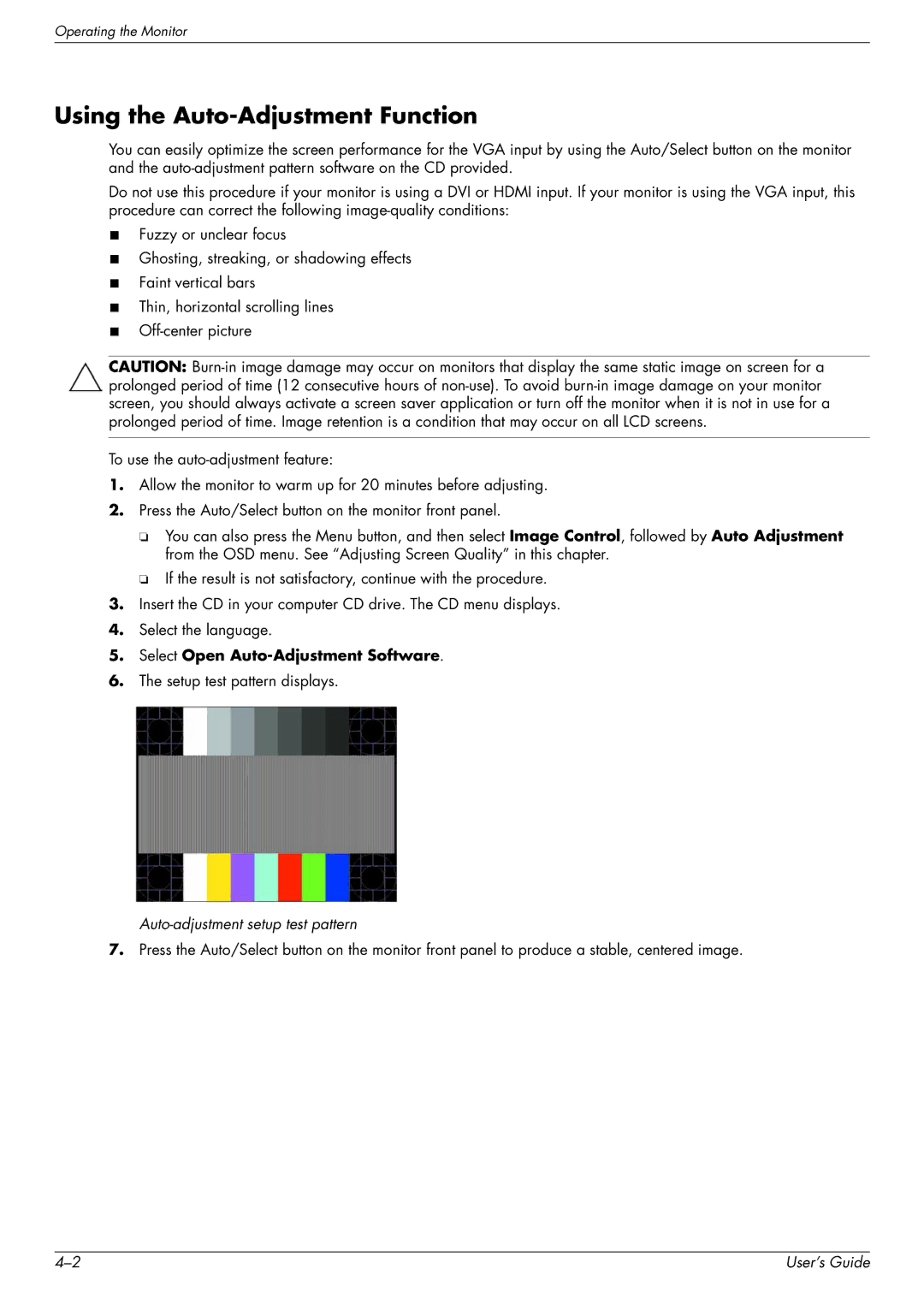 HP W2228H, 2229H, W2558HC, W2448H/HC manual Using the Auto-Adjustment Function, Select Open Auto-Adjustment Software 