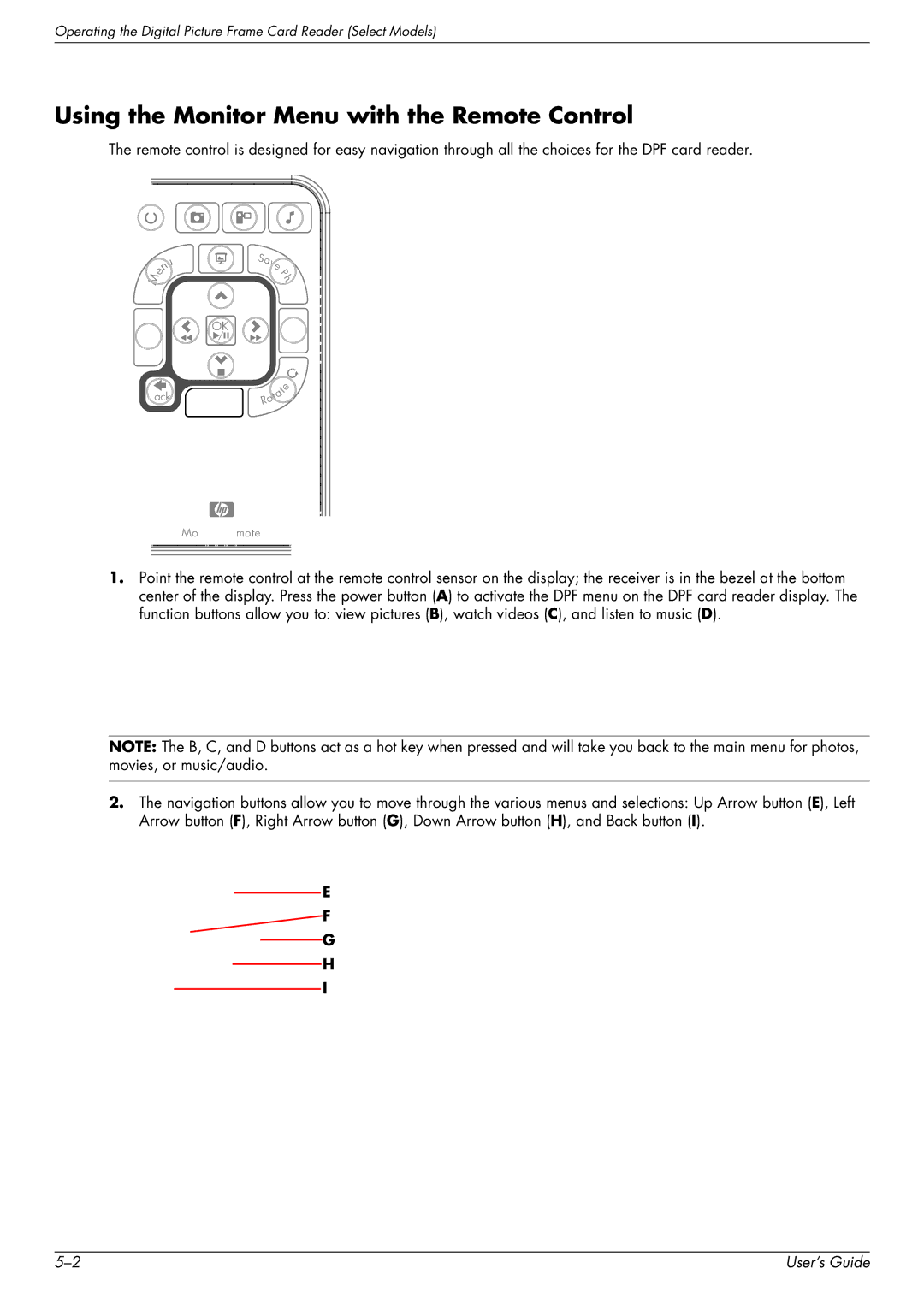 HP W2228H, 2229H, W2558HC, W2448H/HC manual Using the Monitor Menu with the Remote Control 