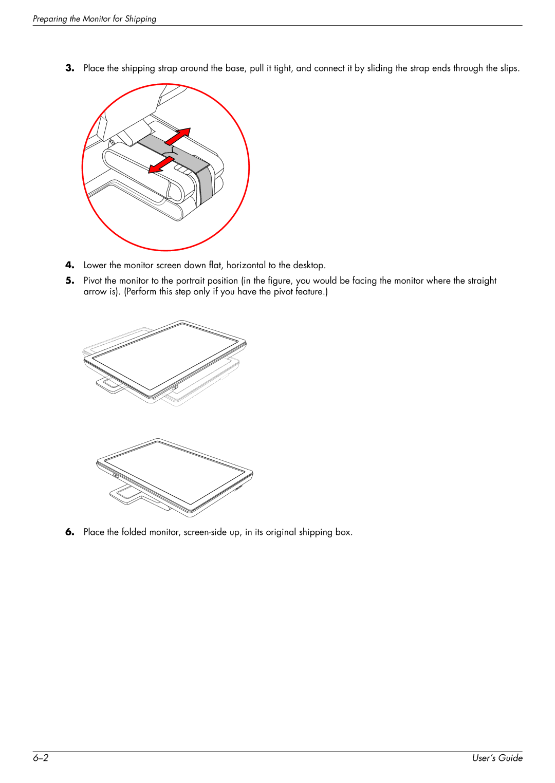 HP W2228H, 2229H, W2558HC, W2448H/HC manual Preparing the Monitor for Shipping 