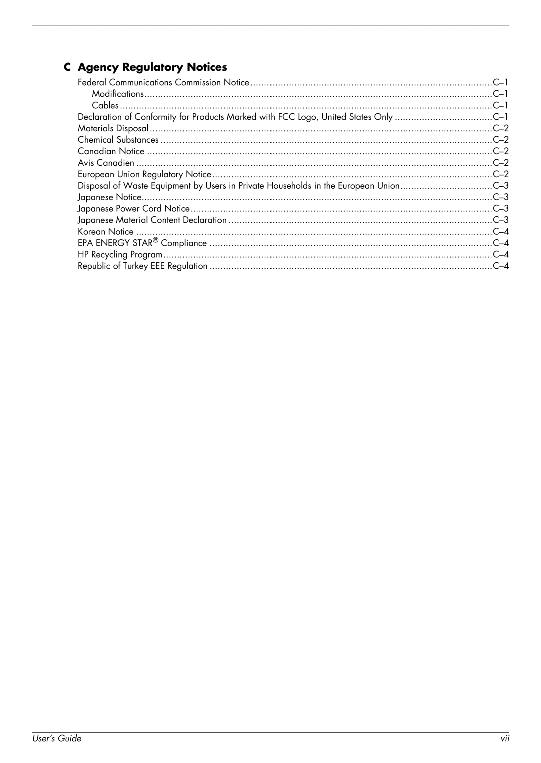 HP W2448H/HC, 2229H, W2558HC, W2228H manual Agency Regulatory Notices 