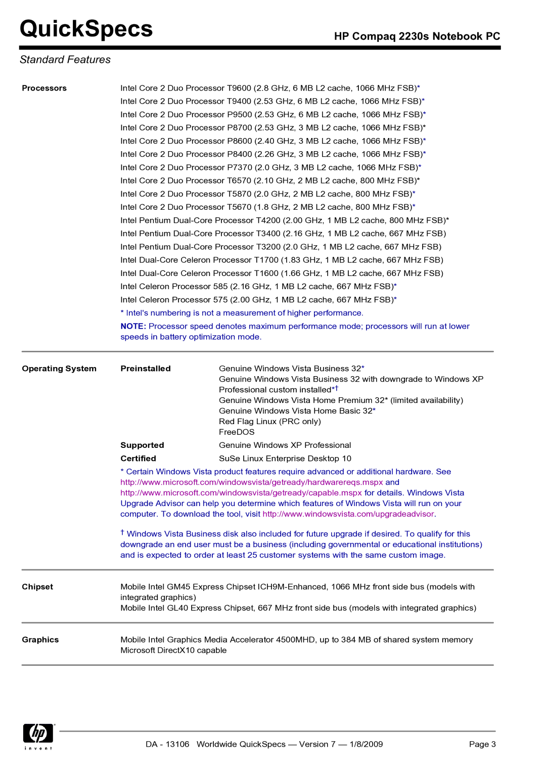 HP 2230s 2230s manual Standard Features 