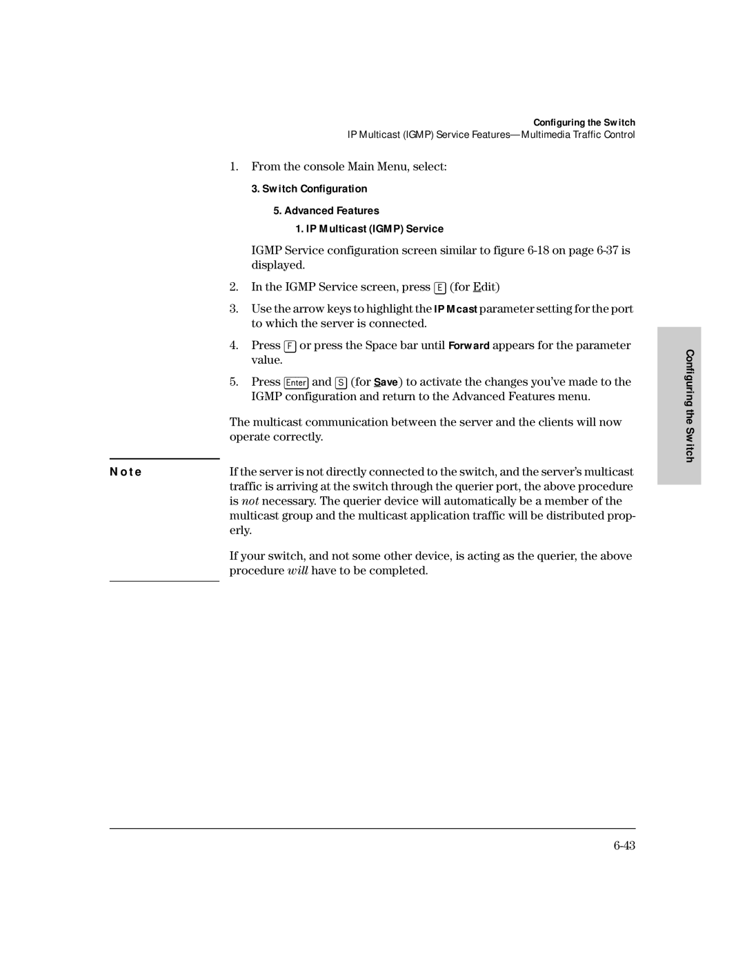 HP 212M, 224M manual Switch Configuration 