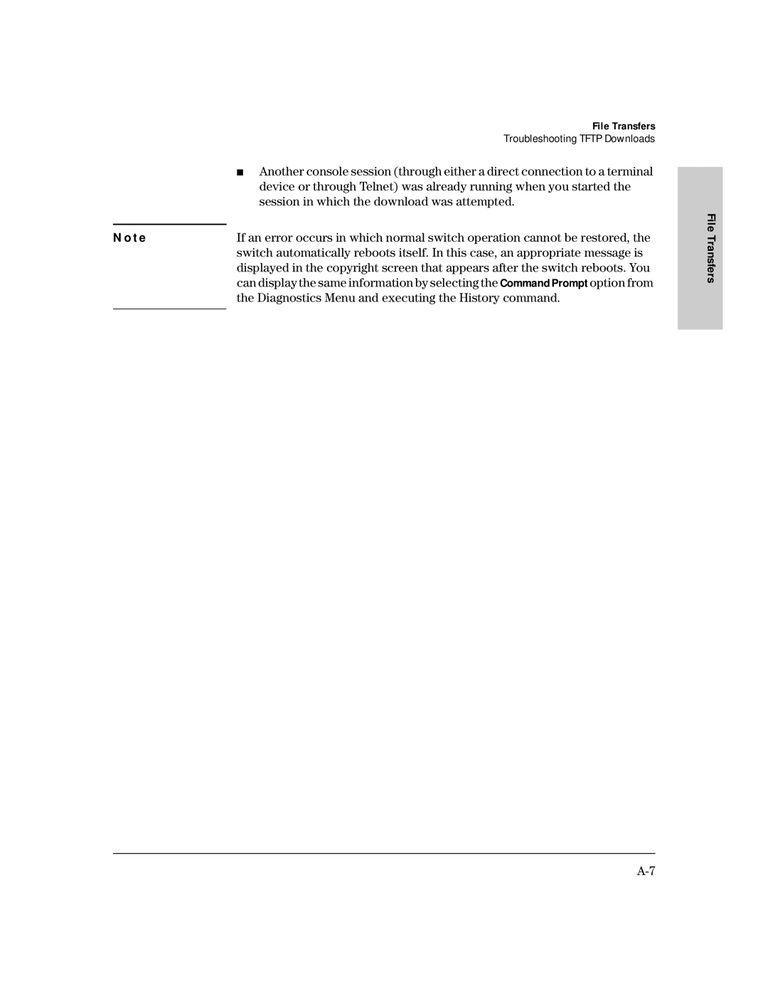 HP 212M, 224M manual Session in which the download was attempted, Diagnostics Menu and executing the History command 