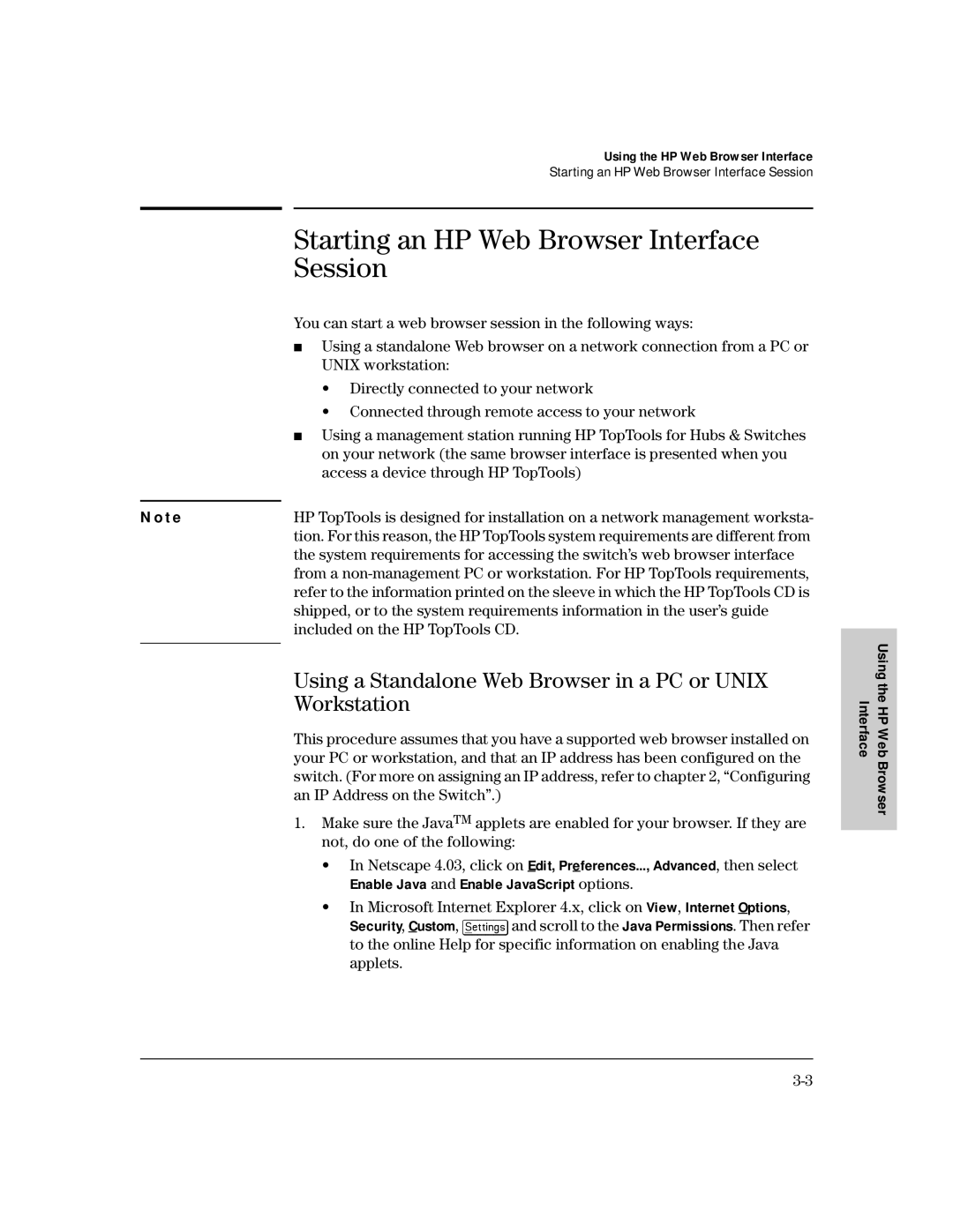 HP 212M, 224M Starting an HP Web Browser Interface Session, Using a Standalone Web Browser in a PC or Unix Workstation 