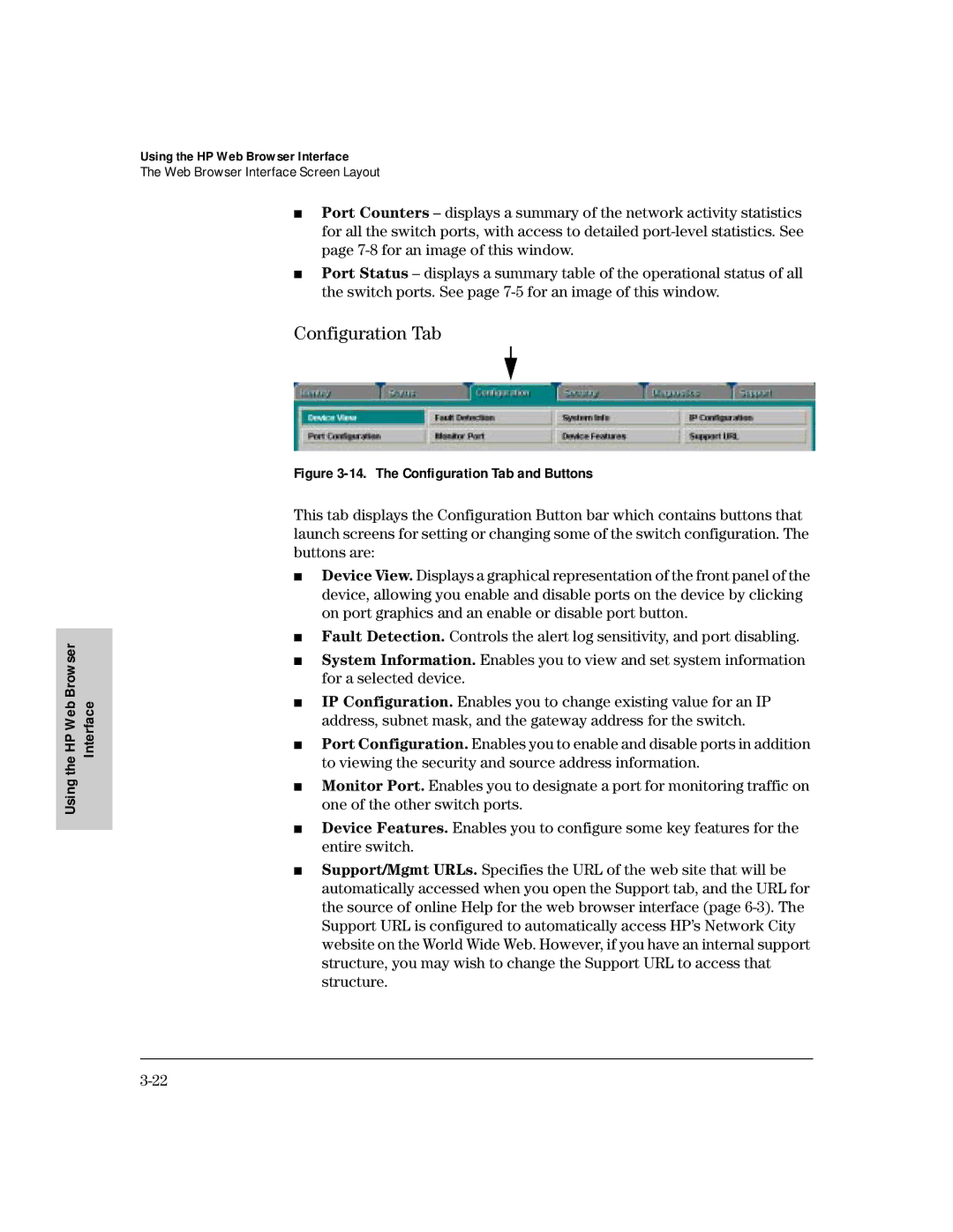 HP 224M, 212M manual The Configuration Tab and Buttons 